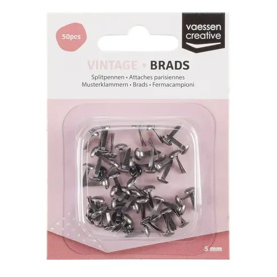 Vaessen Creative Brads Splitpennen Vaessen Creative Vintage 5mm. 50 st Antiek Zilver