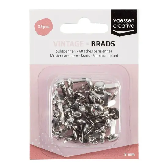 Vaessen Creative Brads Splitpennen Vintage 8mm. 35st. Zilver