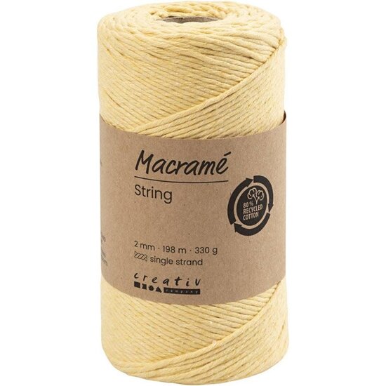 Creotime Macramé Koord 2mm 198m 330g Lichtgeel