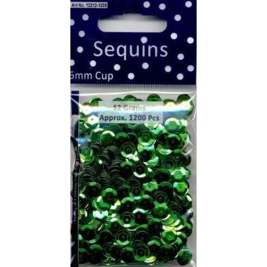 Hobby & Crafting Fun Pailletten Cup 6mm 12gr 1200 stuks Metal Groen