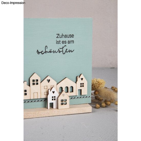 Rayher Houten Strip Mini huisjes 1st 10,6x3,4cm en 1st 14,1x3,4cm