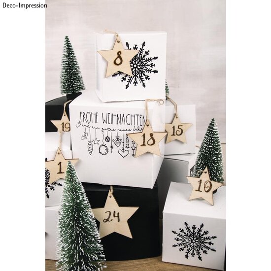 Rayher Houten Sterren 6,8cm 1st. en 4,8cm 23st