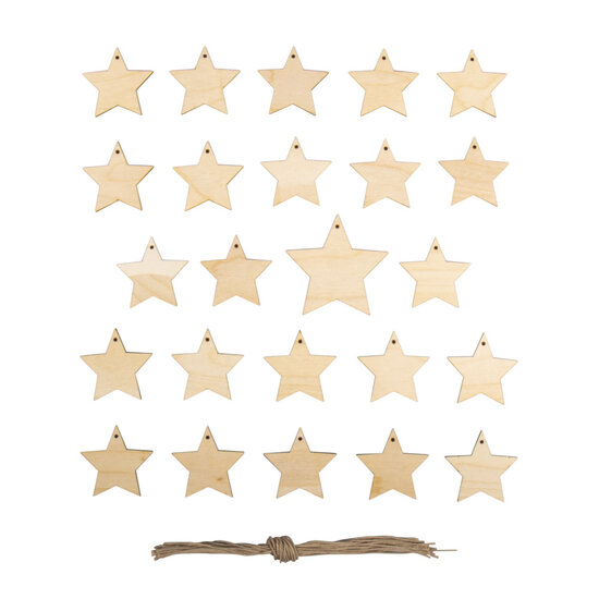 Rayher Houten Sterren 6,8cm 1st. en 4,8cm 23st