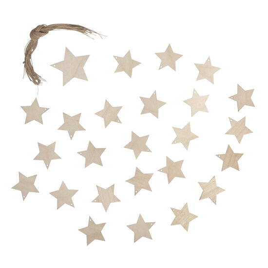 Rayher Houten Sterren 6,8cm 1st. en 4,8cm 23st