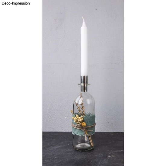 Rayher Metalen Fleskaarshouder voor Dinerkaarsen 2,2-1,8x5cm 2 st. Zilver