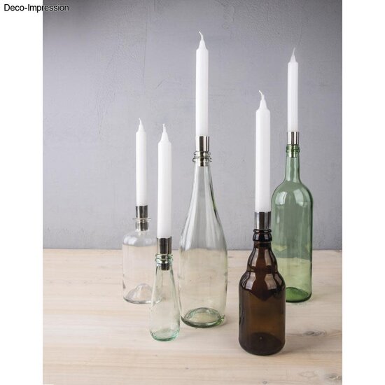 Rayher Metalen Fleskaarshouder voor Dinerkaarsen 2,2-1,8x5cm 2 st. Zilver