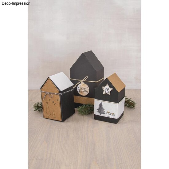 Rayher Vouwdoosje Huis Set 7,5x7,5x14cm Zwart 6st