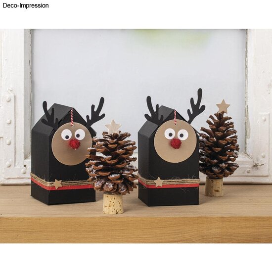 Rayher Vouwdoosje Huis Set 7,5x7,5x14cm Zwart 6st