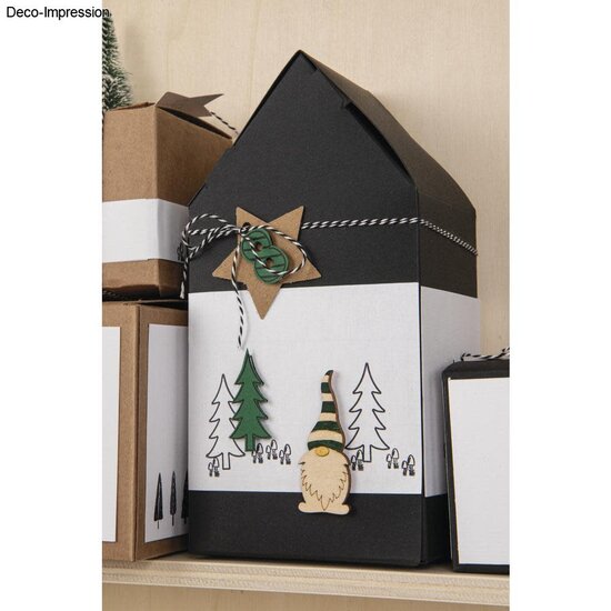 Rayher Vouwdoosje Huis Set 10x7,5x20cm Zwart 3st