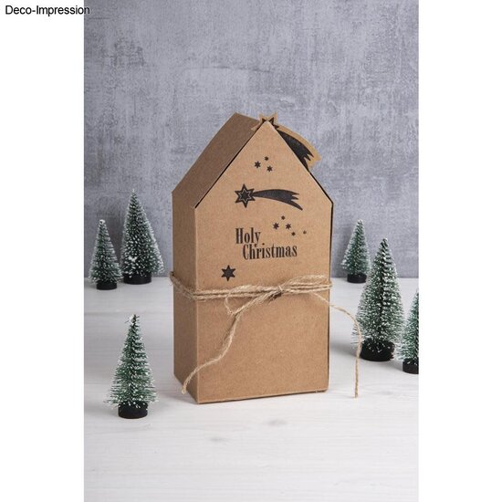 Rayher Vouwdoosje Huis Set 10x7,5x20cm Kraft 3st