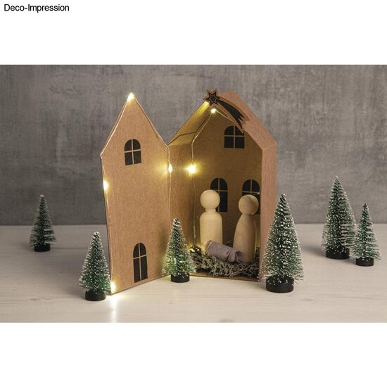 Rayher Vouwdoosje Huis Set 10x7,5x20cm Kraft 3st