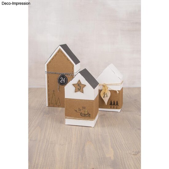Rayher Vouwdoosje Huis Set 10x7,5x20cm Wit 6st