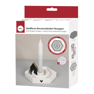 Silicone Gietmal Kaarsenstandaard Hexagon 16x14x2,5cm