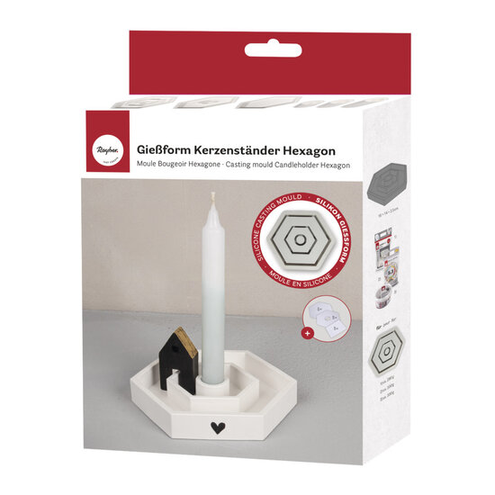 Rayher Silicone Gietmal Kaarsenstandaard Hexagon 16x14x2,5cm