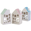 Keramiek theelicht Huis 12x7x5cm. 1 st.