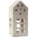 Creotime Keramiek theelicht Huis 16x7x7cm