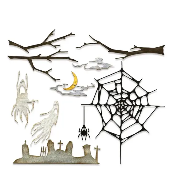 Tim Holtz Sizzix Tim Holtz Thinlits Die Set Vault Halloween Fright Night 11Pcs