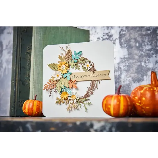 Tim Holtz Sizzix Tim Holtz Thinlits Die Holtz Vault Halloween Foliage Wreath 14Pcs