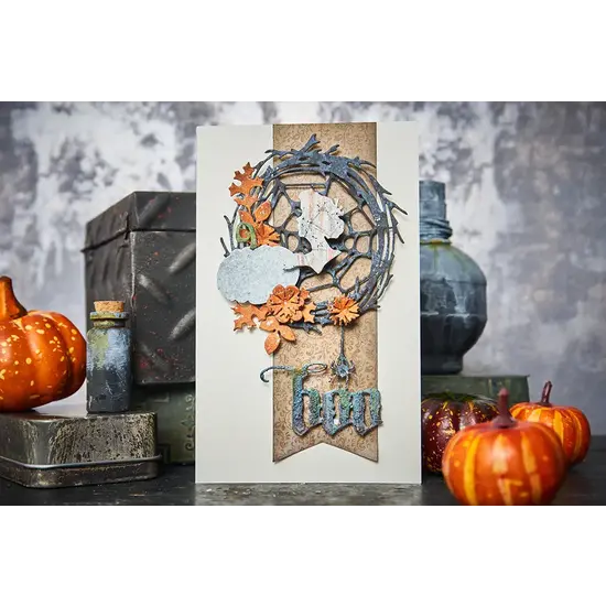 Tim Holtz Sizzix Tim Holtz Thinlits Die Holtz Vault Halloween Foliage Wreath 14Pcs