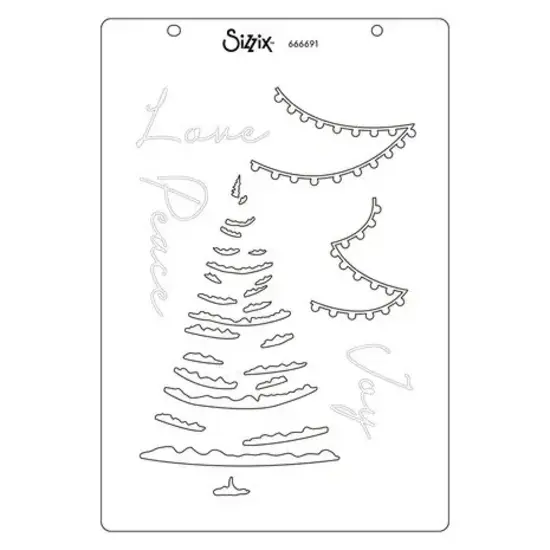 Sizzix Sizzix Clear Stamp & Stencil A5 Cosmopolitan Christmas Merry & Light 16pcs