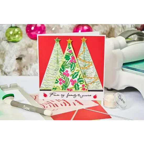 Sizzix Sizzix Clear Stamp & Stencil A5 Cosmopolitan Christmas Merry & Light 16pcs