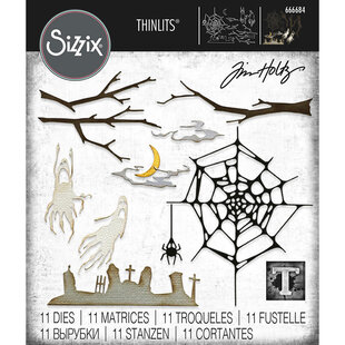 Sizzix Tim Holtz Thinlits Die Set Vault Halloween Fright Night 11Pcs