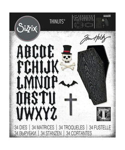 Sizzix Tim Holtz Thinlits Die Set Vault Halloween Coffin Box 34Pcs