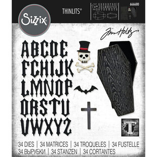 Sizzix Tim Holtz Thinlits Die Set Vault Halloween Coffin Box 34Pcs