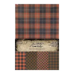 Tim Holtz Idea-Ology Halloween Kraft-Stock Sparkle Plaid 20 Sheets 6x9 inch