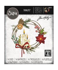 Sizzix Thinlits Die Set Tim Holtz Vault Festive Wreath 14Pcs