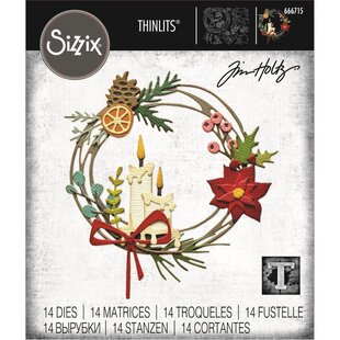 Sizzix Thinlits Die Set Tim Holtz Vault Festive Wreath 14Pcs