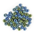 Rayher Glazen kraal met groot gat, Opaak, ø 8,7 mm, doosje à 55 g groen, blauw-tinten