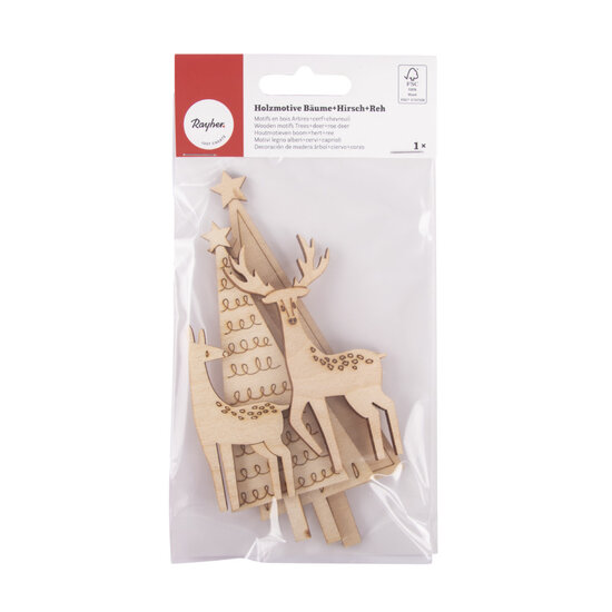 Rayher Houtmotief Boom, Hert, Ree 3,5-5,5 x 7-14,9cm,