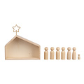 Rayher Houten kribbe met figuren 22x5,6x21,5cm, 9-dlg