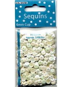 Pailletten Cup 6mm 10gr Wit