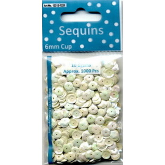 Hobby & Crafting Fun Pailletten Cup 6mm 10gr Wit