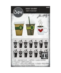 Sizzix Tim Holtz Embossing Folder en Thinlits Die Set Fresh Brewed 12pcs