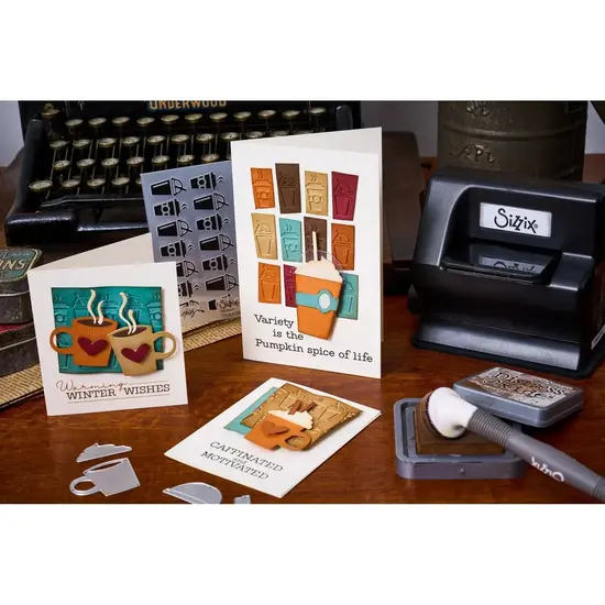 Sizzix Sizzix Tim Holtz Embossing Folder en Thinlits Die Set Fresh Brewed 12pcs