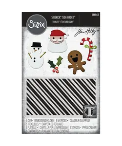 Sizzix Tim Holtz Embossing Folder en Thinlits Die Set Christmas Minis 6pcs