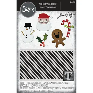 Sizzix Tim Holtz Embossing Folder en Thinlits Die Set Christmas Minis 6pcs