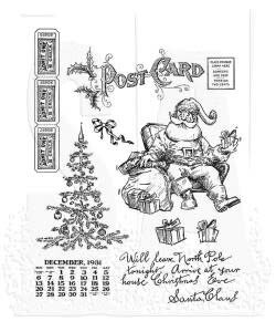 Tim Holtz Cling Stamp Santa Visit