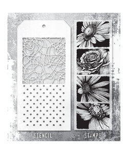 Tim Holtz Mixed Media Stamps & Stencil Set 81 Bold Botanical