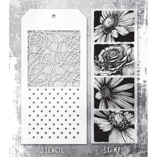 Tim Holtz Mixed Media Stamps & Stencil Set 81 Bold Botanical