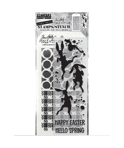 Tim Holtz Mixed Media Stamps & Stencil Set 83 Bunny Hop
