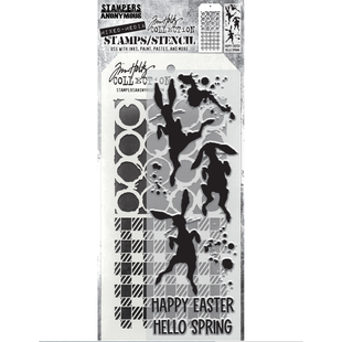 Tim Holtz Mixed Media Stamps & Stencil Set 83 Bunny Hop
