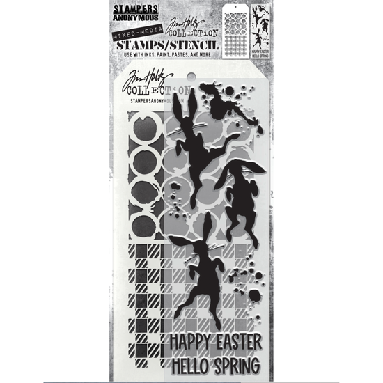 Tim Holtz Tim Holtz Mixed Media Stamps & Stencil Set 83 Bunny Hop