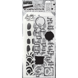 Tim Holtz Mixed Media Stamps & Stencil Set 84 Note Quotes