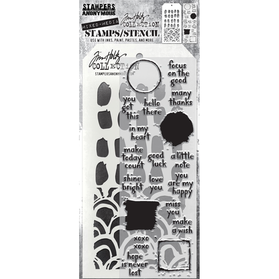 Tim Holtz Tim Holtz Mixed Media Stamps & Stencil Set 84 Note Quotes