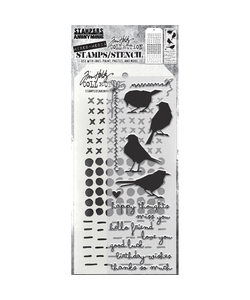 Tim Holtz Mixed Media Stamps & Stencil Set 82 Silhouette Bird