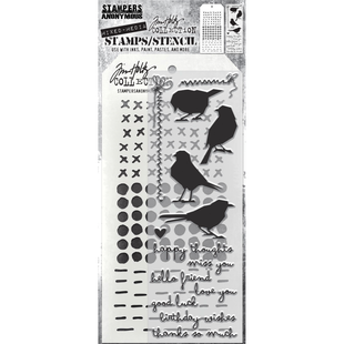 Tim Holtz Mixed Media Stamps & Stencil Set 82 Silhouette Bird